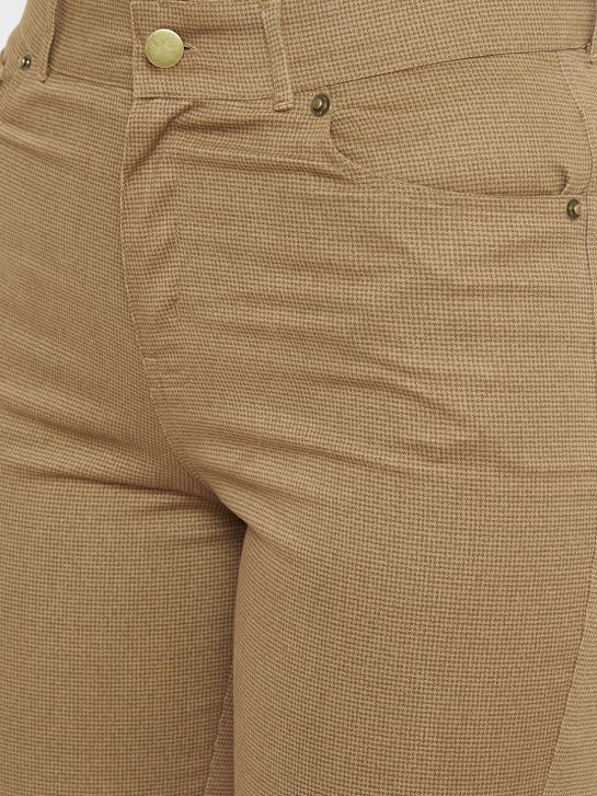 Women's Brown Printed Cotton Lycra Shorts