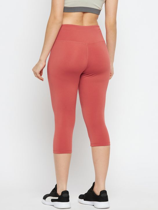Women's Rust Poly Lycra Dry Fit Yoga Tights