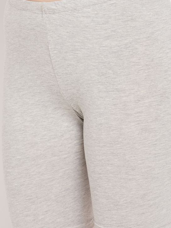 Grey Melange Cotton Lycra Women's Lounge Shorts